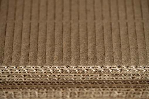 Corrugated cardboard material close-up