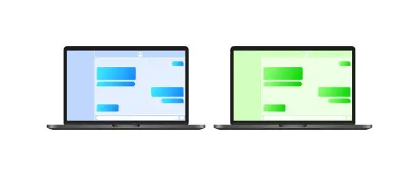 Vector illustration of Messenger layout. Flat, color, messenger on MacBook, layout of the messenger application for the computer. Vector illustration