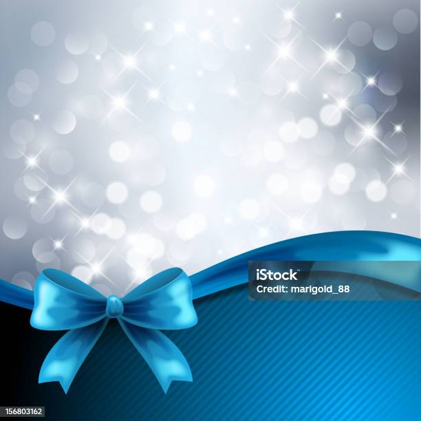 Silver Background With Blue Bow Stock Illustration - Download Image Now - Award Ribbon, Blue, Gift