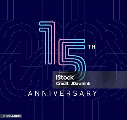 istock 15 Year Anniversary square logo geometric typography design 1568033804