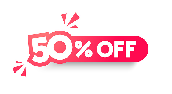 Rounded Business Label With Text 50 Percent Off