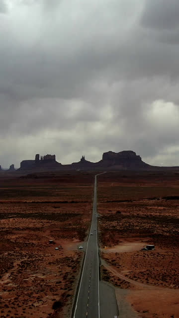 A Vertical Time Lapse of Highway 163 in Monument Valley with a Passing Storm