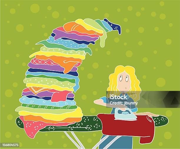 The Girl Irons Shirt Stock Illustration - Download Image Now - Activity, Adult, Blond Hair