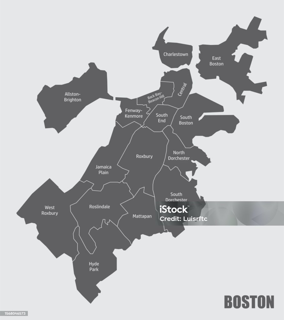 Boston Administrative Map Stock Illustration - Download Image Now ...