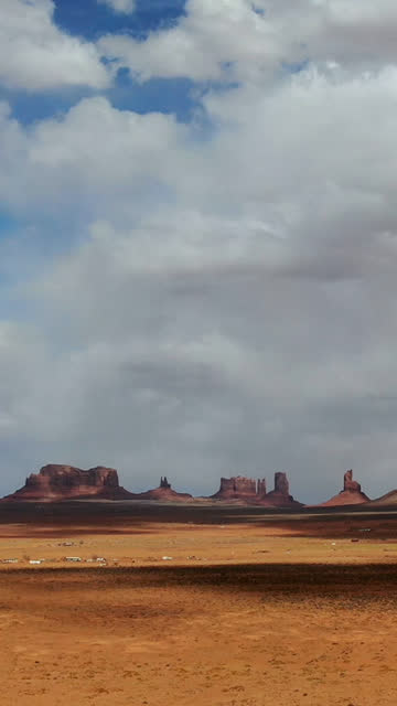 A Time Lapse of Monument Valley with Big Beautiful Clouds Passing By on a Sunny Day