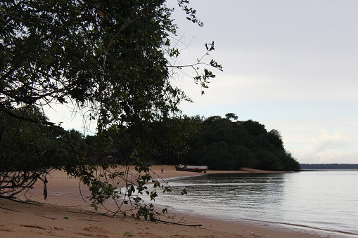 Playa fluvial desierta en la isla de Cotijuba, photo