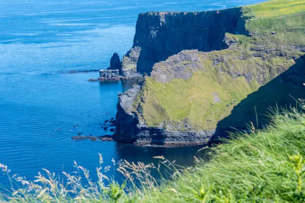 The Irish coastline with cliffs in County Clare.