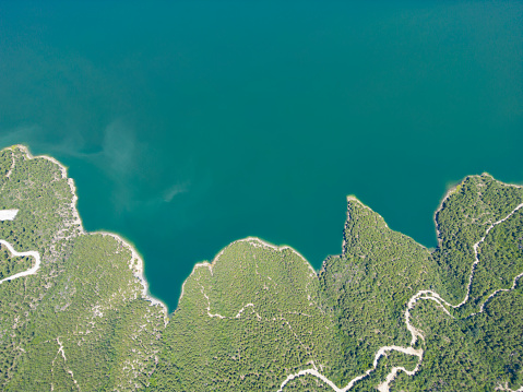 Kizilirmak delta from the Sahinkaya Canyon and Altinkaya Dam reservoir in Vezirkopru district of Samsun province