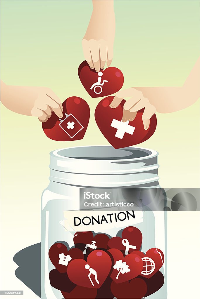 Making donation A vector illustration of people making donation A Helping Hand stock vector