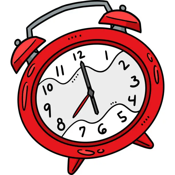 Vector illustration of Alarm Clock Cartoon Colored Clipart Illustration