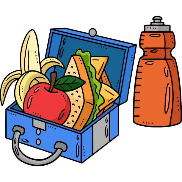 Vector illustration of Lunch Box Cartoon Colored Clipart Illustration