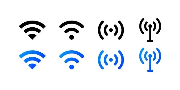 Vector illustration of Connection. Flat, color, wireless internet, internet signal. Vector icons.