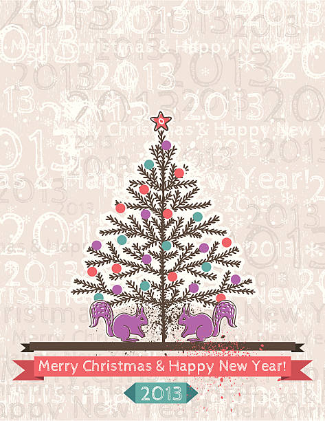 illustrations, cliparts, dessins animés et icônes de couleur de fond avec arbre de noël - christmas card christmas greeting card 2013