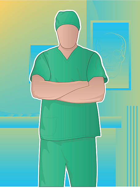 chirurg z skrzyżowane ręce - surgeon hospital arms crossed emergency room stock illustrations