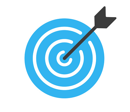 Target bullseye with arrow vector illustration icon blue targeting symbol