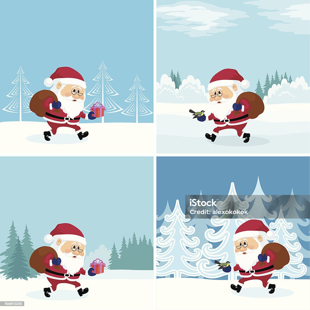 Santa Claus en el bosque, juego - arte vectorial de Abeto libre de derechos