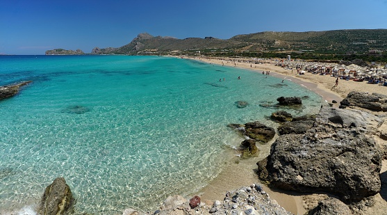 Panoramic view of Falasarna Beach, Crete, Greece
