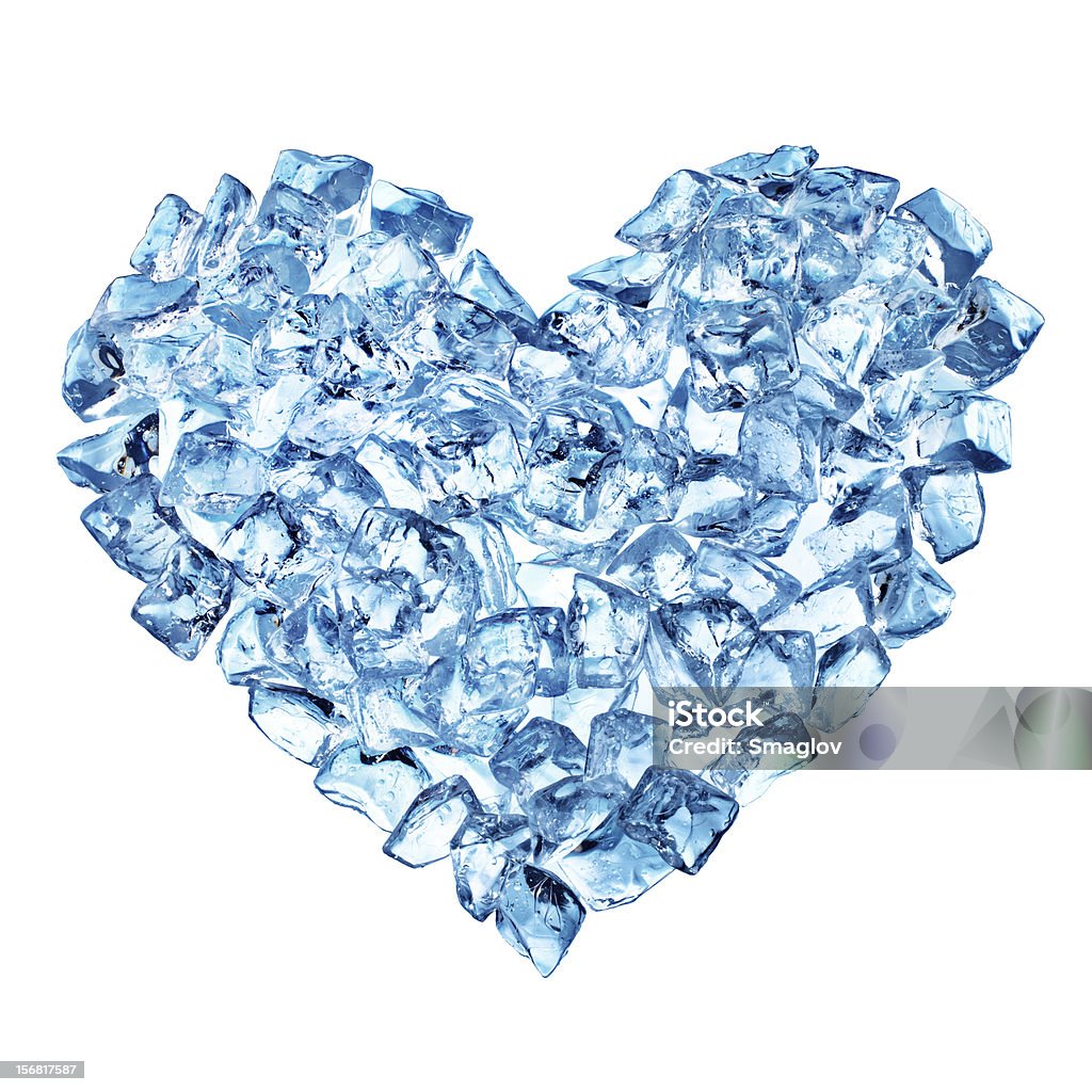 Corazón de la zona de San Valentín azul cubos de hielo - Foto de stock de Agua libre de derechos