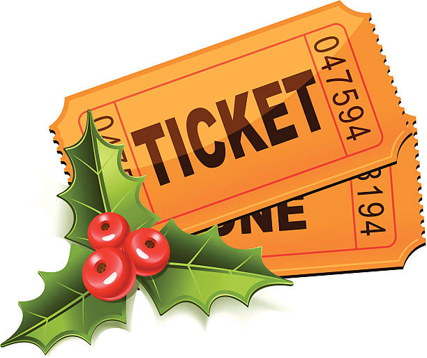 ilustrações de stock, clip art, desenhos animados e ícones de natal venda. bilhetes com visco - ticket raffle ticket ticket stub movie ticket