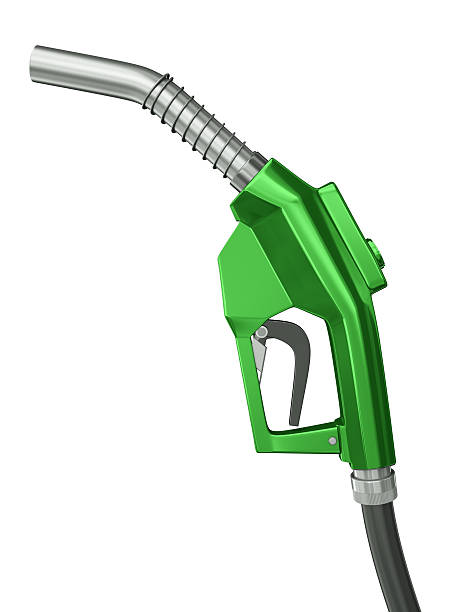 istock Green fuel nozzle isolated on a white background 156820564