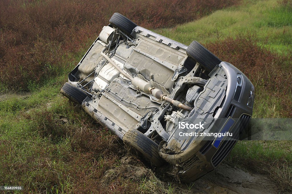 Auto overturned - Lizenzfrei Unfall - Ereignis mit Verkehrsmittel Stock-Foto