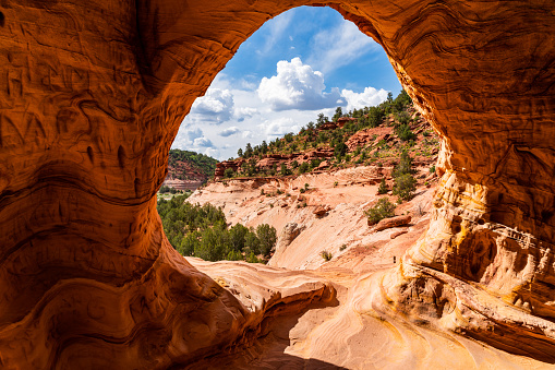 A view from the inside of Moqui Cave