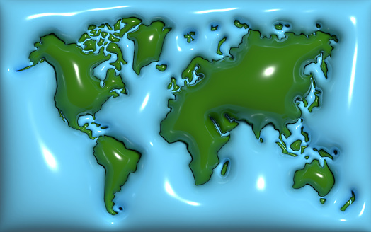 World map on blue background, 3D rendering illustration