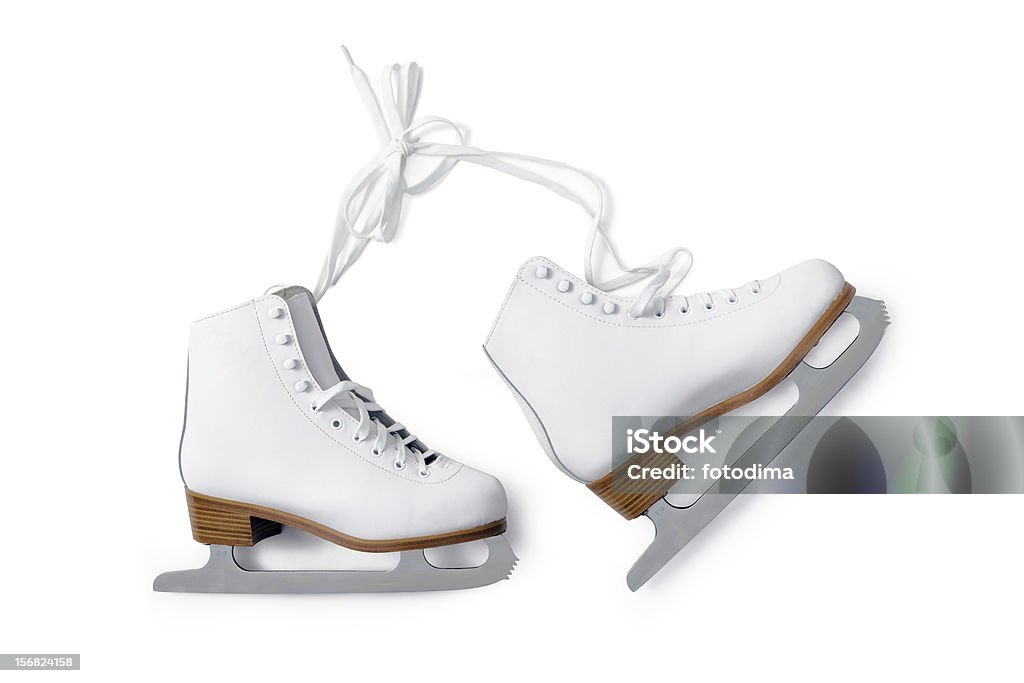 Ice skates white ice-skating shouse isolated on white background Activity Stock Photo