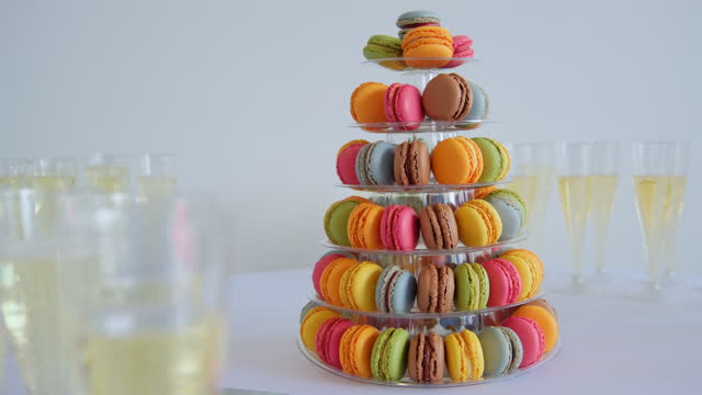 Famous Dessert Macaron Tower of Various Colors