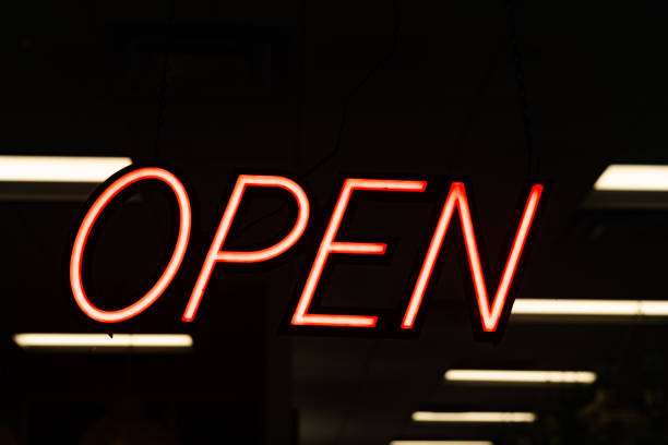 istock Open Neon Sign in Downtown Orlando 1568285208