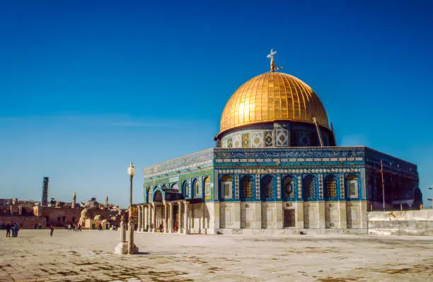 The afternoon sun shines on the golden Dome of the al Aqsa Mosque in Jerusalem