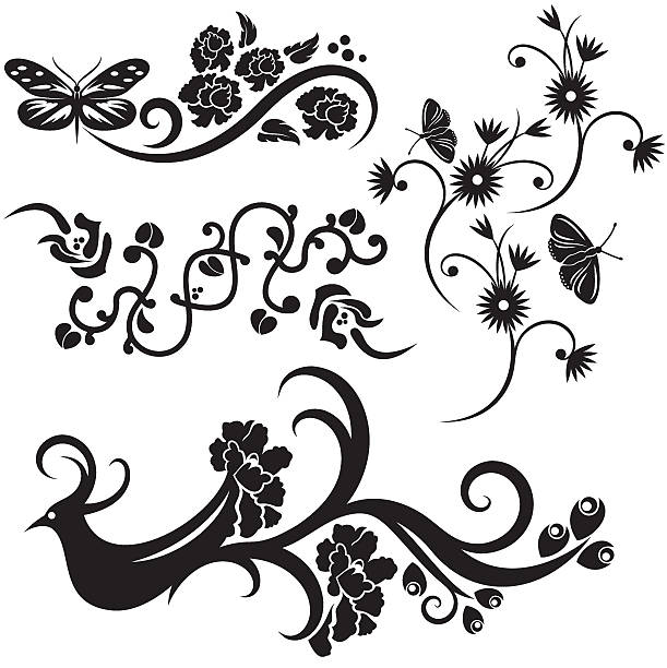 Floral Design Series. Chinese style vector art illustration