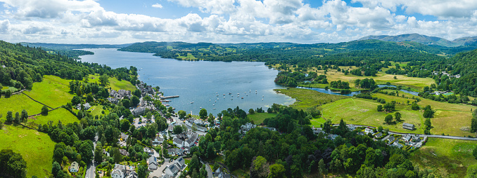 Drone view of small islands on Loch Lomond (Highlands, Scotland)