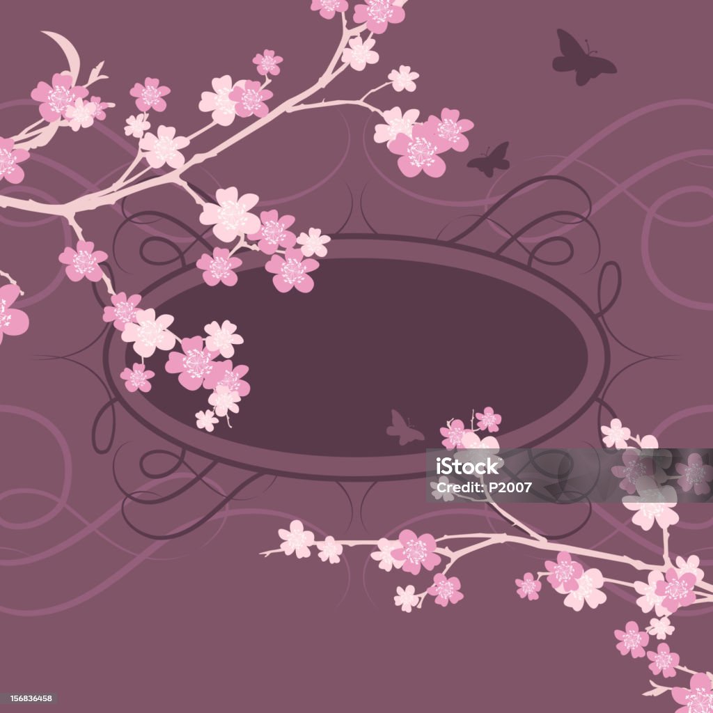 Cadre de fleur de cerisier - clipart vectoriel de Arbre en fleurs libre de droits
