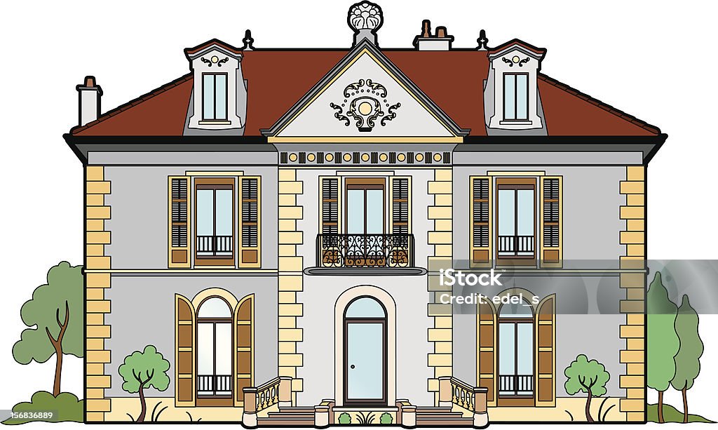 Small castle Mansion of the 1900 th 19th Century Style stock vector