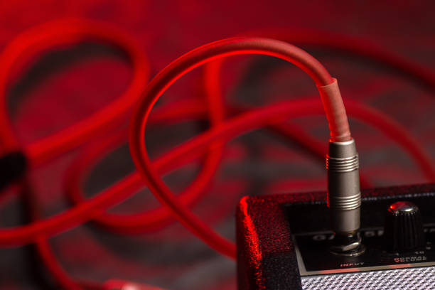 istock Music sound system jack cable - sound recording equipment 1568386444