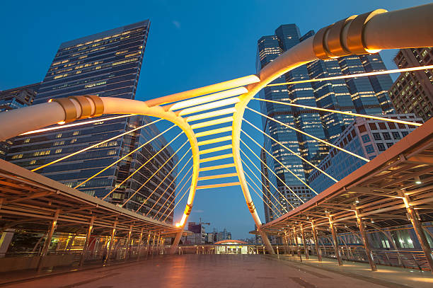 istock Bangkok skyscraper building at twilight time, Thailand. 156839295