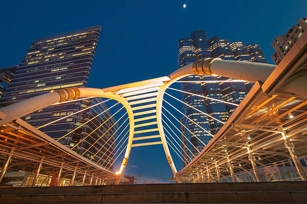 istock Bangkok skyscraper building at twilight time, Thailand. 156839299
