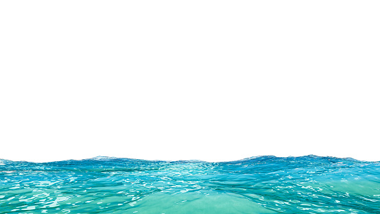 Ocean horizon. Realistic texture of the sea or ocean, 3d rendering. Banner with a sea surface. Waves with ripples