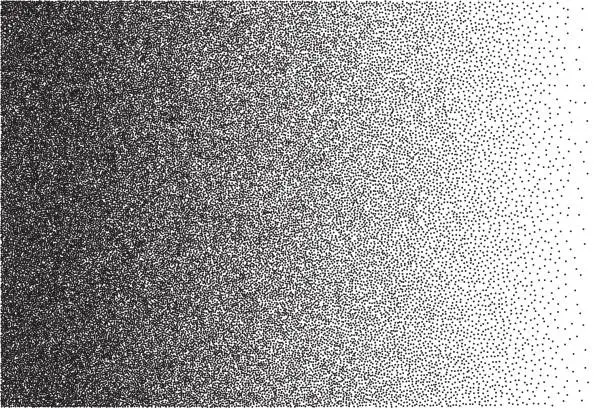 Vector illustration of Stipple dots, gradient grain and noise texture vector illustration. Abstract black and white halftone background with grunge effect of grainy sand pattern, dust dotwork with random fade of points