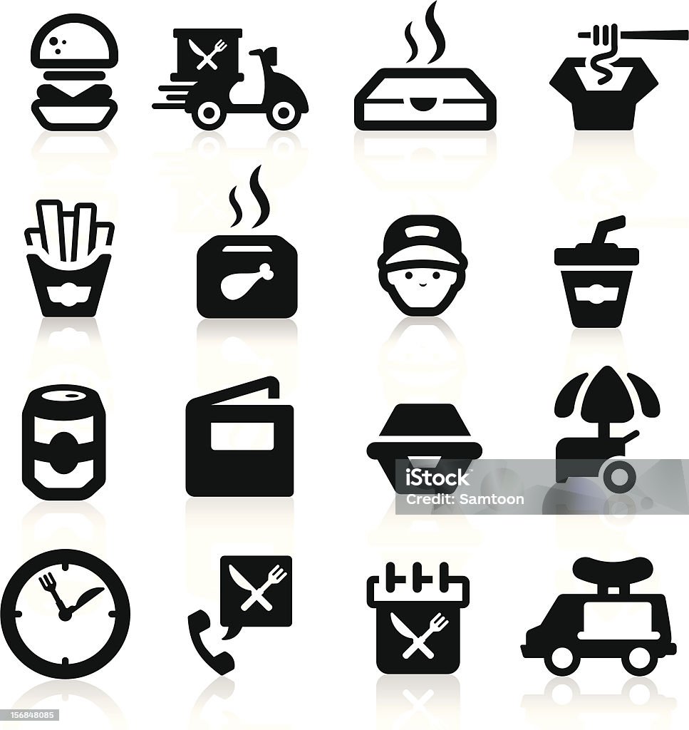 Fast foody ikony zestaw elegancki serii - Grafika wektorowa royalty-free (Jedzenie)