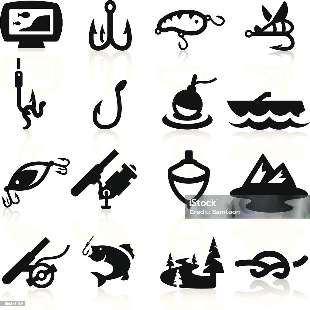 Fishing icons set Elegant series simplified but well drawn Icons, smooth corners no hard edges unless it’s required,  Icon Symbol stock vector