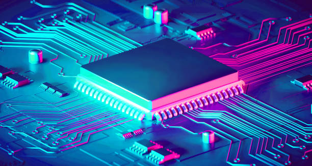 istock 3D rendering of cyberpunk AI. Circuit board. Technology background. Central Computer Processors CPU and GPU concept. Motherboard digital chip. Tech science background. 1568537245