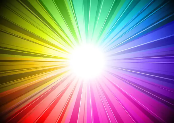 Vector illustration of Rainbow colored comic book explosion