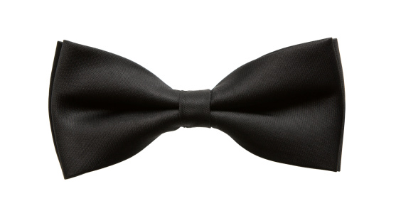 Close up of black bow tie isolated on white background