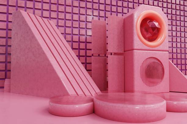 istock 3d background Glossy products display metalic podium scene with geometric platform. 1568615845