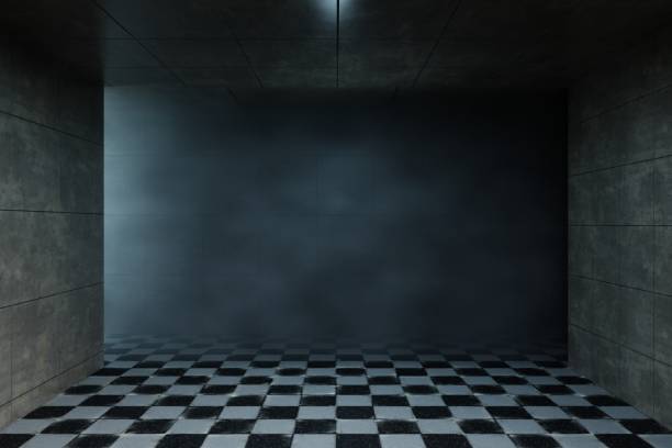 istock Empty background scene. Texture dark concentrate floor with mist or fog. 3D rendering 1568616896