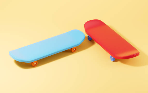 istock Skateboarding in the yellow background, 3d rendering. 1568619276