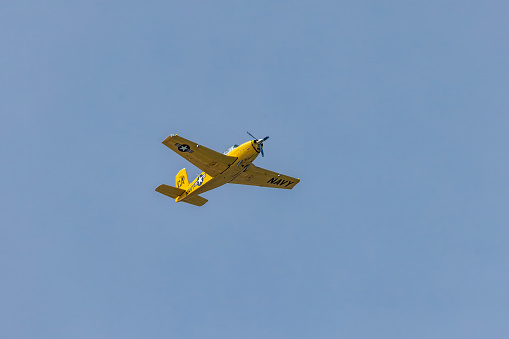 Manitowoc, WI USA July 23 2023 : practice of historic aircraft at the Wisconsin in the sky above Manitowoc