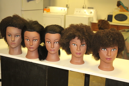 Display of wigs for black women